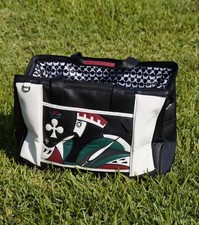 Malbon x King of Clubs Boston Bag Duffle Golf Travel Bag Black White Rare New picture