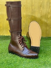 US M40 CAVALRY 3 BUCKLE BROWN LEATHER BOOTS OFFICER RIDING BOOTS - All Sizes picture
