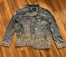 Victorious Men's Fashion Printer Casual Party Denim Jean Jacket X LARGE picture