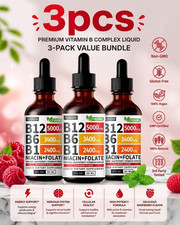NUSAVA Vitamin B12 Drops – 3 Pack – 5000mcg – Raspberry – 80 Servings+* picture