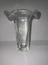 Clear Art Glass Modern Style Vase with Four Flared Petals picture