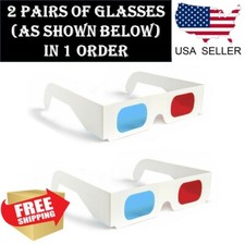 2x Universal Anaglyph Cardboard Paper Red Blue Cyan 3D Glasses For Movie Cinema picture