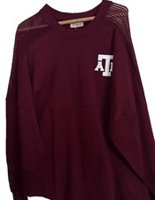 NWT Texas A&M Gig ‘Em Aggies Maroon Pullover Sweatshirt Sporty Mesh Inserts L picture