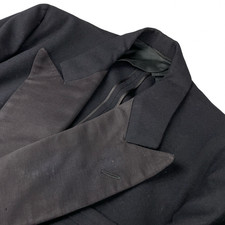 VTG 1940's Bespoke Men’s Double Breasted Flannel Tuxedo Jacket Navy Blue • 38S picture