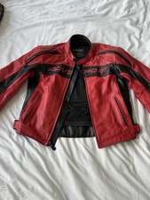 AGV Sport Red & Black Leather Motorcycle Racing Jacket picture