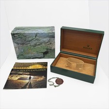Rolex Explorer Box Set Green Leather Wood Box Outer Box Booklets Seal Tag 16570 picture