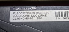 TeamGroup T-Force Vulcan DDR5 64GB (2x32GB) 5200MHz CL38 RAM - Open Box Unused picture