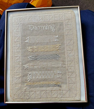 Antique 19th Century Darning Sampler Framed Needlework Mending Textile picture