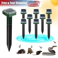 8/16PACK Solar Power Ultrasonic Mice Gopher Mole Pest Snake Repellent Repeller picture