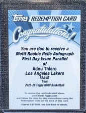 2025-26 Topps Motif Adou Thiero Rookie Relic Auto FIRST DAY ISSUE Redemption picture