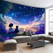 2D Flat, 2D Flat Banner, 1pc Cartoon Starry Sky Landscape Aesthetic Print Tape picture