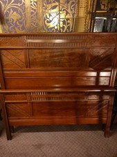 Antique Full Size Late 19th Century Victorian Eastlake Walnut Bed picture
