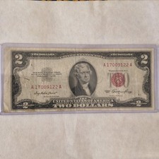 Series 1953 (NOT 1953A), $2 Two Dollar Bill United States Note, Red Seal. RARE picture