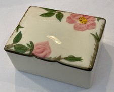 Vintage Franciscan California Hand Painted Floral Cigarette Trinket Box 4” picture