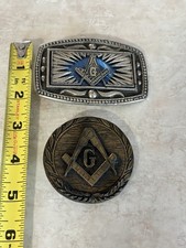 Vintage Masonic Compass & G Symbol Belt Buckle by CII of New York lot of 2 picture