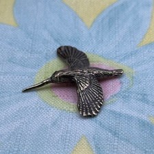 BG14 Brass Tone Hummingbird Miniature Figurine Metal Bird Nature Decor Tiny picture