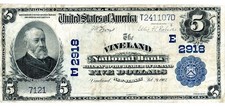 1902 $5 National Currency The VINELAND National Bank of VINELAND, NJ Ch # 2918 picture