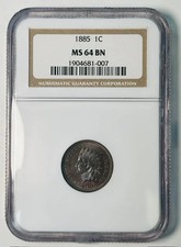 1885 Small Cents penny Indian Head NGC MS-64 BN picture