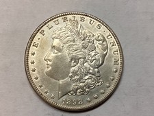 1898-P Morgan Silver Dollar. AU Harshly Cleaned. picture
