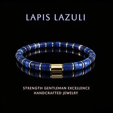 Natural Lapis Lazuli Bead Inlays Bracelet for Women Men Symbolizing Strength and picture