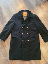 Vintage 1950s Ripley Wool Cashmere Overcoat Double Breasted Fur Collar ACWA 44L picture