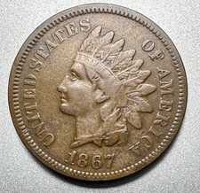 1867  INDIAN CENT  FINE  KEY DATE  #2950 picture