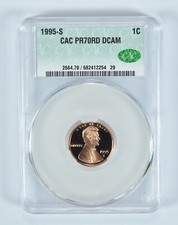 1995-S Lincoln Memorial Cent PR70 RD DCAM CAC CACg picture