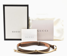 GUCCI [Rank SA] Horsebit Leather Waist Belt Brown Gold Authentic picture