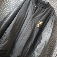 Vegas Golden Knights Reversible Leather Sleeves Varsity Jacket Men 4XL Quilted picture