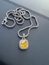 David'Yurman 14mm Silver Lemon Citrine Pendant Necklace 20 inches And Pavé  picture