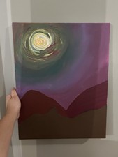 Hand Painted Canvas Of Mountains And Moon picture