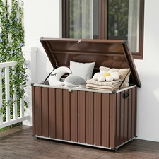 120-200 Gallon Metal Deck Storage Box Wheels Lockable Galvanized Steel Frame picture