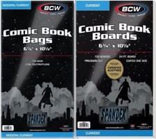 100  BCW 2-Mil Current Modern Poly Bags & Comic Boards Acid Free Safe Storage picture