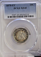 1875 CC US 20 Cent Piece PCGS XF45 picture