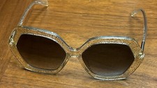 Furla Sunglasses SFU256  56 16 Col0891 140 Gold/ Clear Glitter Nwot picture