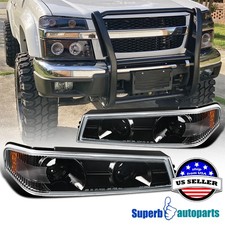 Fits 2004-2012 Chevy Colorado GMC Canyon Shiny Black Signal Lamps Corner Lights picture