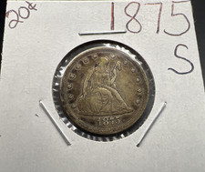 1875 S 20c Seated Liberty Twenty Cent Silver Quarter Coin XF EF Extra Fine Circ picture