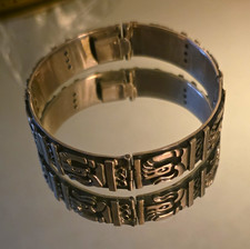 Vintage FarFan Taxco Mexico 925 Sterling Silver Hinged Bangle Eagle Mark 53.75g picture