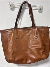 Fossil Sydney Large Leather Tote Bag Brown with Zipper picture