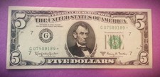 U.S. $5 FRN (green) 1963-A STAR picture