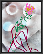 Woman Flower Rutenberg Original 11x14 Signed Mixed Media Painting Heavy Paper picture