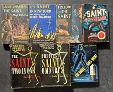 Lot 7 THE SAINT books by Leslie Charteris HBDJ Vintage Overboard First Omnibus picture