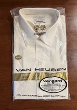 Van Heusen Shirt Mens 15 (Large) Wash N Wear Vanguard Dual Collar Vintage 60s picture