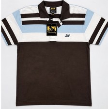 Drunknmunky Striped Polo Shirt Brown Blue Y2K Skate Streetwear NWT Deadstock picture