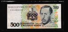 Brazil 500 Cruzeiros 1990 A220E Series 3111 Overstamp UNC Scarce Variety picture