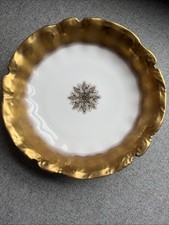 Antique LS & S Limoges France 1800’s Gold Snowflake Porcelain Bowl 10” *MINT* picture