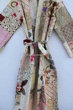 Silk patchwork handmade kantha jacket japanese kimono style kantha robe winter picture