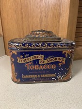 RARE ANTIQUE CAMERON & CAMERON FINEST GRADE MULTI-COLOR HUMIDOR TOBACCO TIN picture
