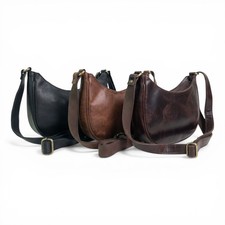 Madosh Genuine Leather Saddle Crossbody Bag Vintage Distressed Brown Purse picture