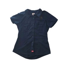 Dickies Hard Truth Distilling Co. Women's Navy Short Sleeve Work Shirt Size M picture